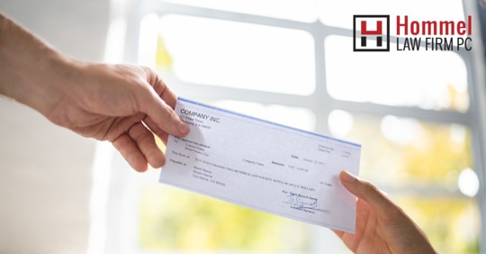 person receiving paycheck